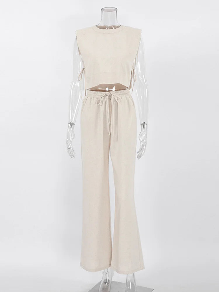 Linen Crop Top & Pants Set