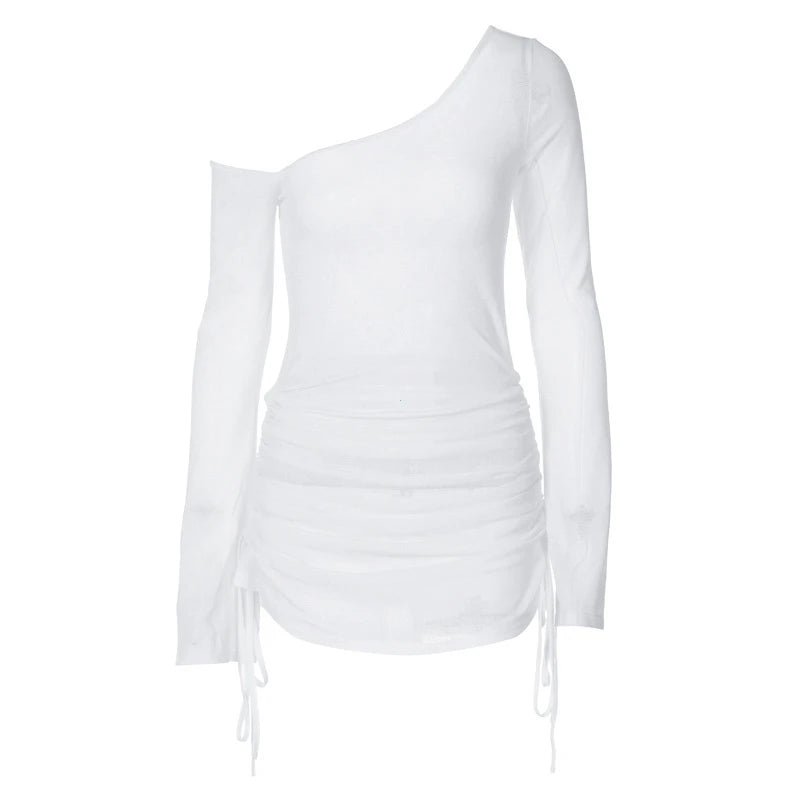 Lace Ruched Mini Dress