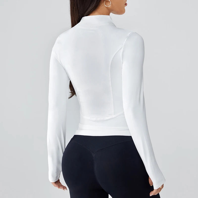 Yoga wear women's spring and summer stand-up collar zipper jacket slimming sun-protective long-sleeved high-end and fitness top
