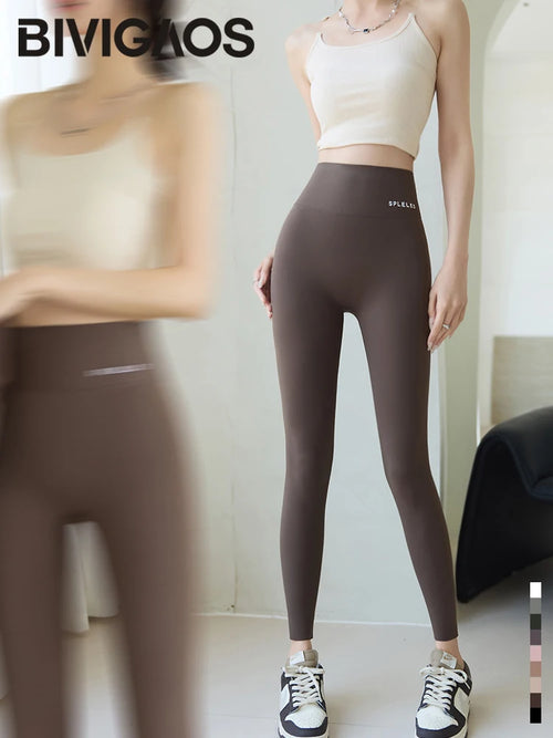 BIVIGAOS Summer Letters Ultra-Thin Shark Leggings Women High Waist Tight Fitness Leggings Seamless Sexy Sun Protection Leggings