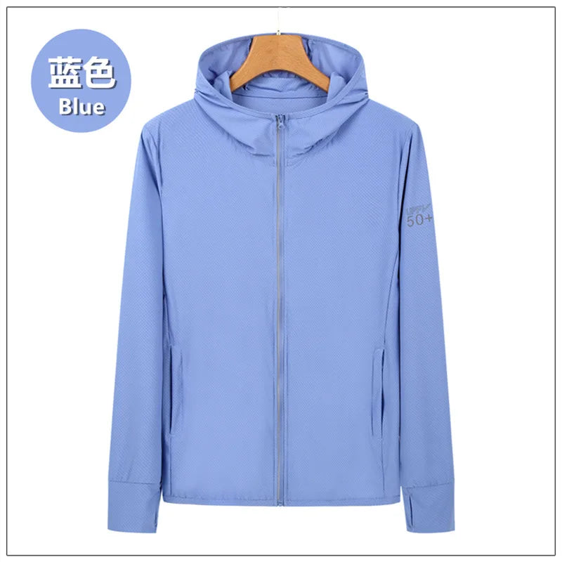 UPF50+ Sun Protection Jacket for Men and Women Sports Clothing Ice Silk skin Coat for Walking Travel and Fishing Sports