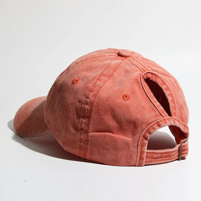 Washed High Ponytail Baseball Cap