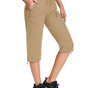 TACVASEN UPF50+ Quick Dry Capri Pants Womens Summer Hiking Cargo Pants 5 Pockets Waterproof Sun UV Protection Knee Length Shorts