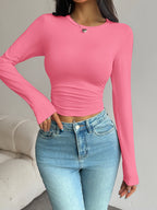 Long-Sleeve Slim-Fit Crop T-Shirt