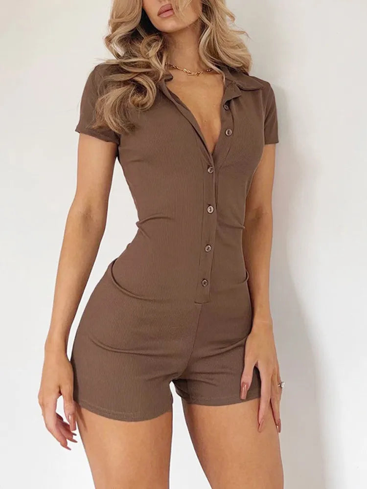 Button-Front Knit Romper