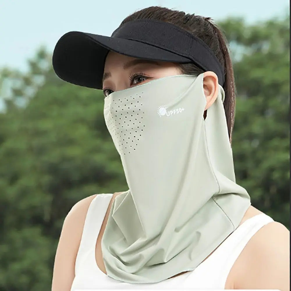 Durable UV Protection Sunscreen Face Veil Breathable Sunshade Ice Silk Face Mask Ear Hanging Summer Face Cover