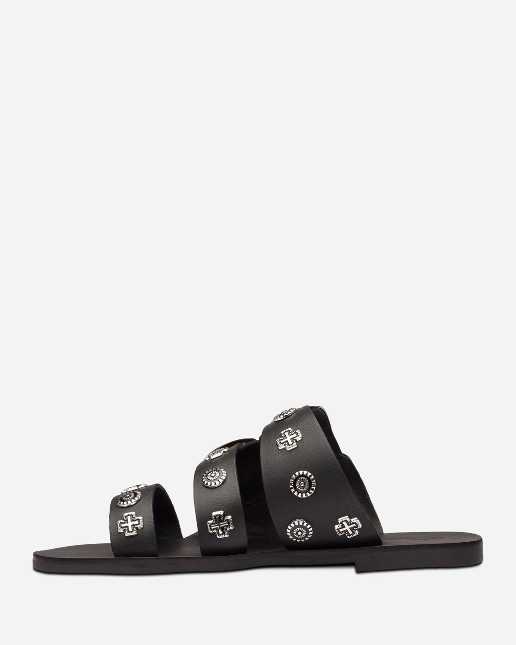 Eastwood Western Leather Slide – Black/Silver by Aurelia Sun