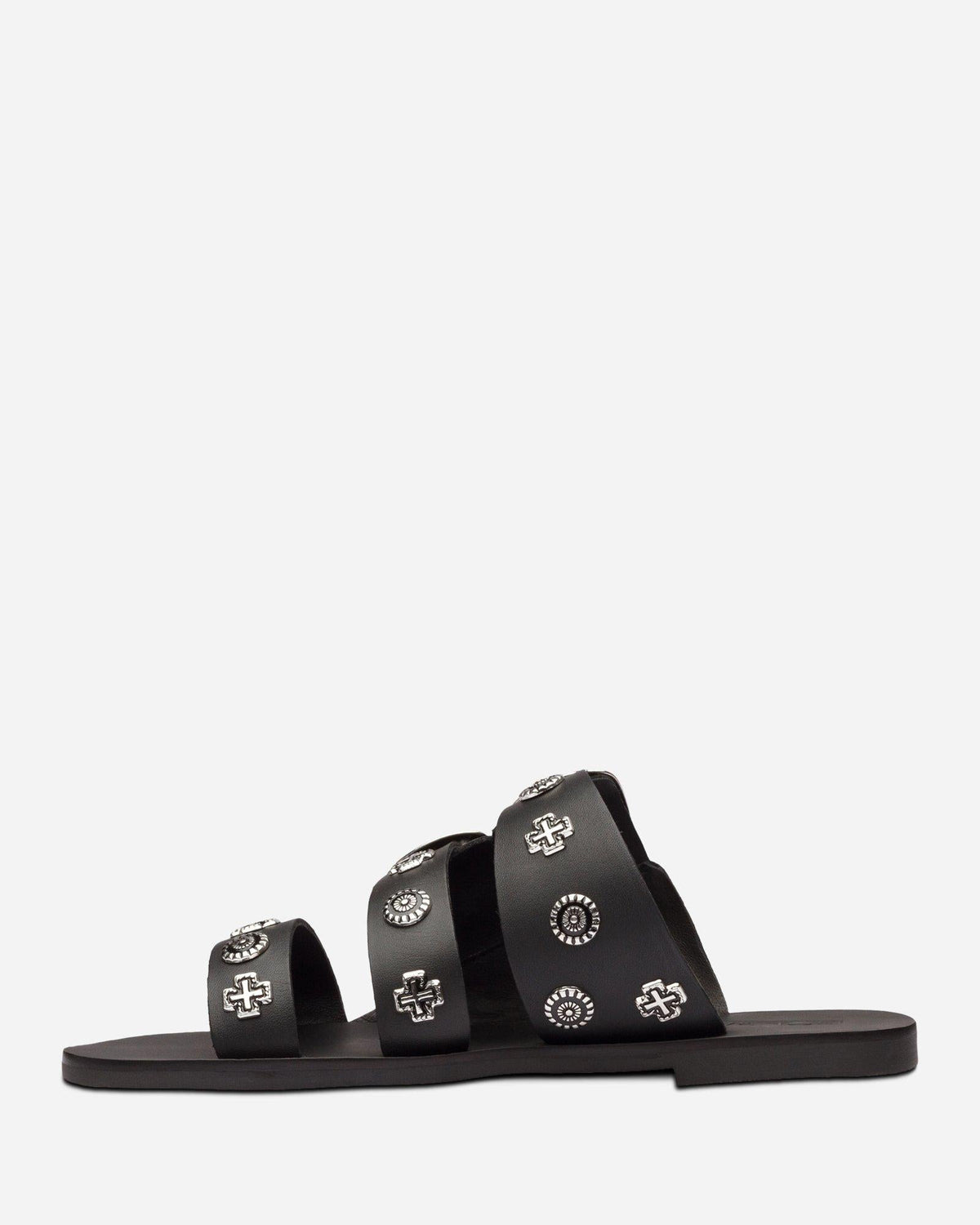 Eastwood Western Leather Slide – Black/Silver by Aurelia Sun