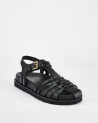 Fisherman Leather Footbed Sandal – Black by Aurelia Sun