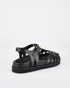 Fisherman Leather Footbed Sandal – Black by Aurelia Sun
