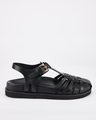 Fisherman Leather Footbed Sandal – Black