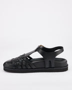 Fisherman Leather Footbed Sandal – Black by Aurelia Sun