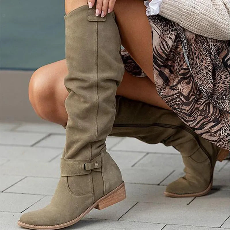 Knee-High Block-Heel Boots