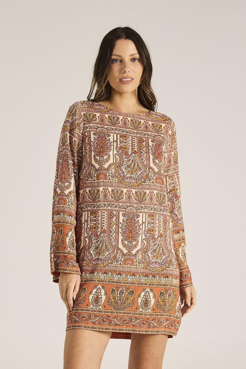 Printed Viscose Mini Kaftan