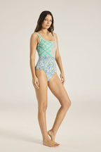 Patchwork Square-Neck One-Piece Swimsuit