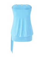 Strapless Blouson Mini Dress – Blue