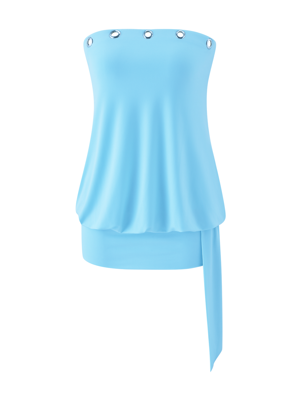 Strapless Blouson Mini Dress – Blue