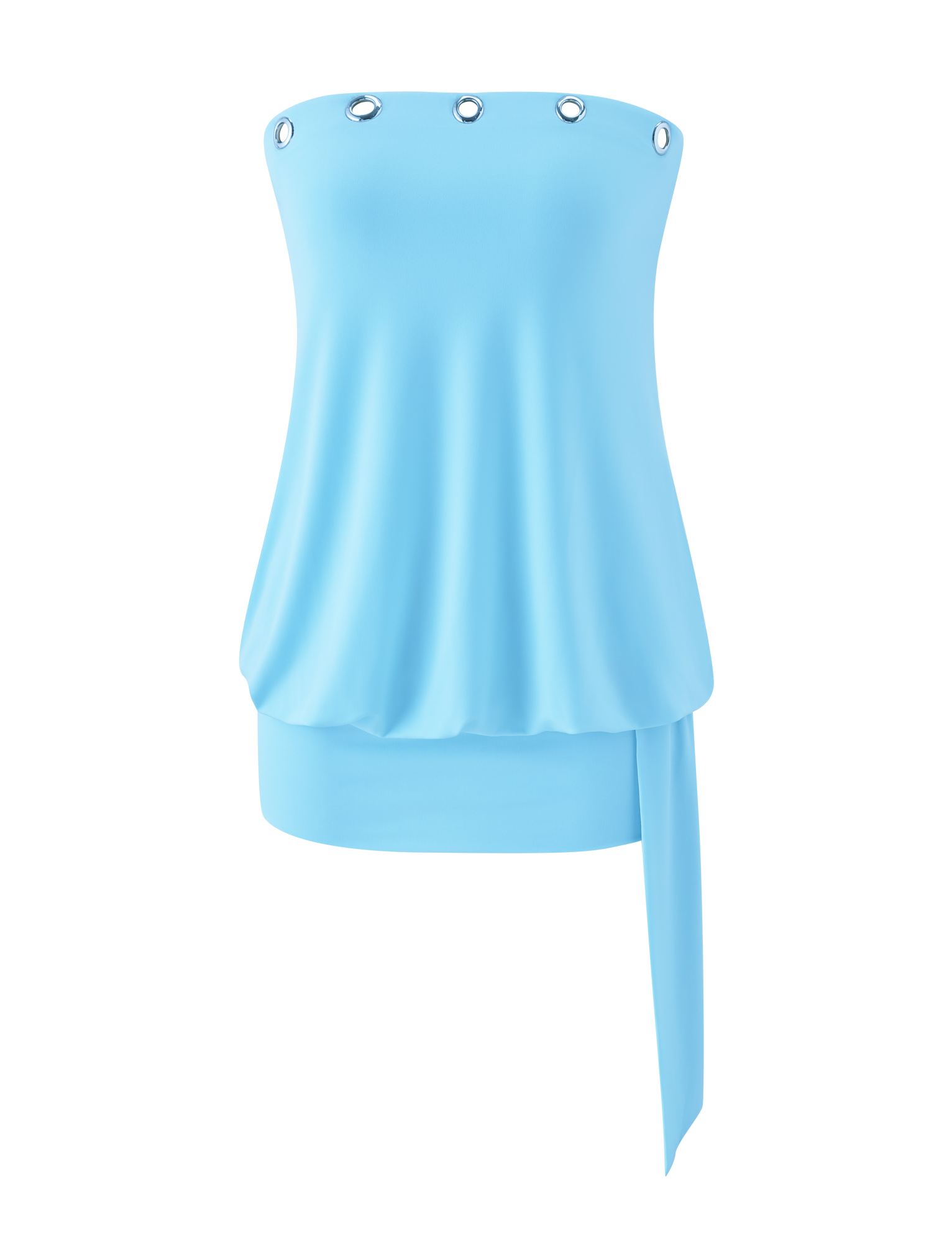 Strapless Blouson Mini Dress – Blue