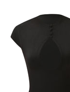 Cutout Mock-Neck Cap-Sleeve Top – Black