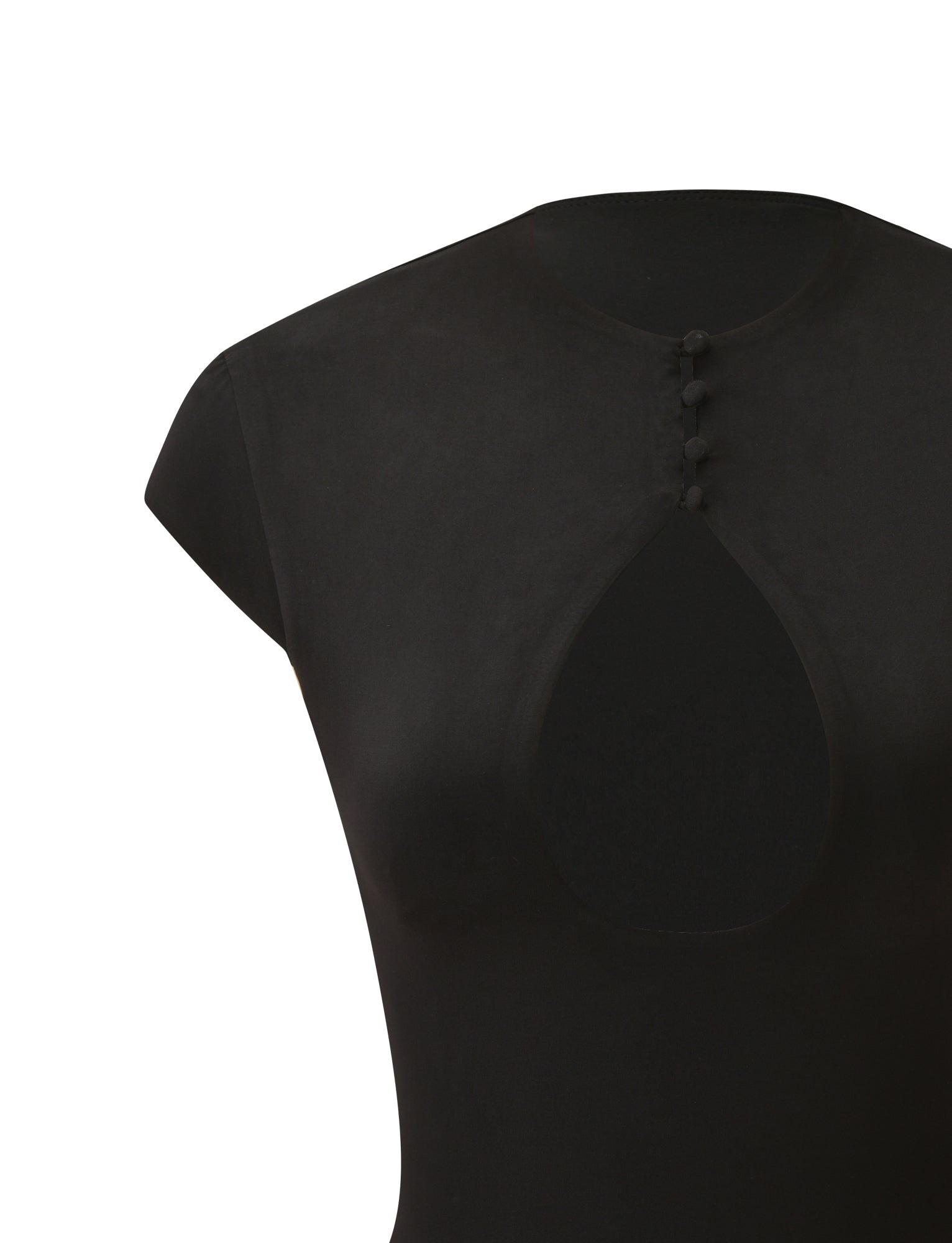 Cutout Mock-Neck Cap-Sleeve Top – Black