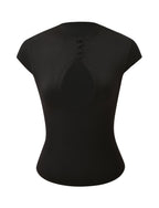 Cutout Mock-Neck Cap-Sleeve Top – Black