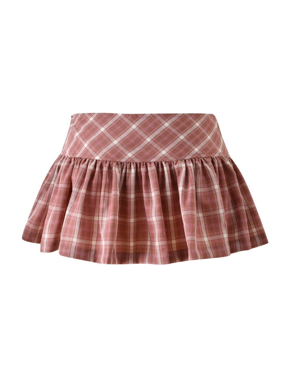 Plaid Ruched Mini Skort – Pink