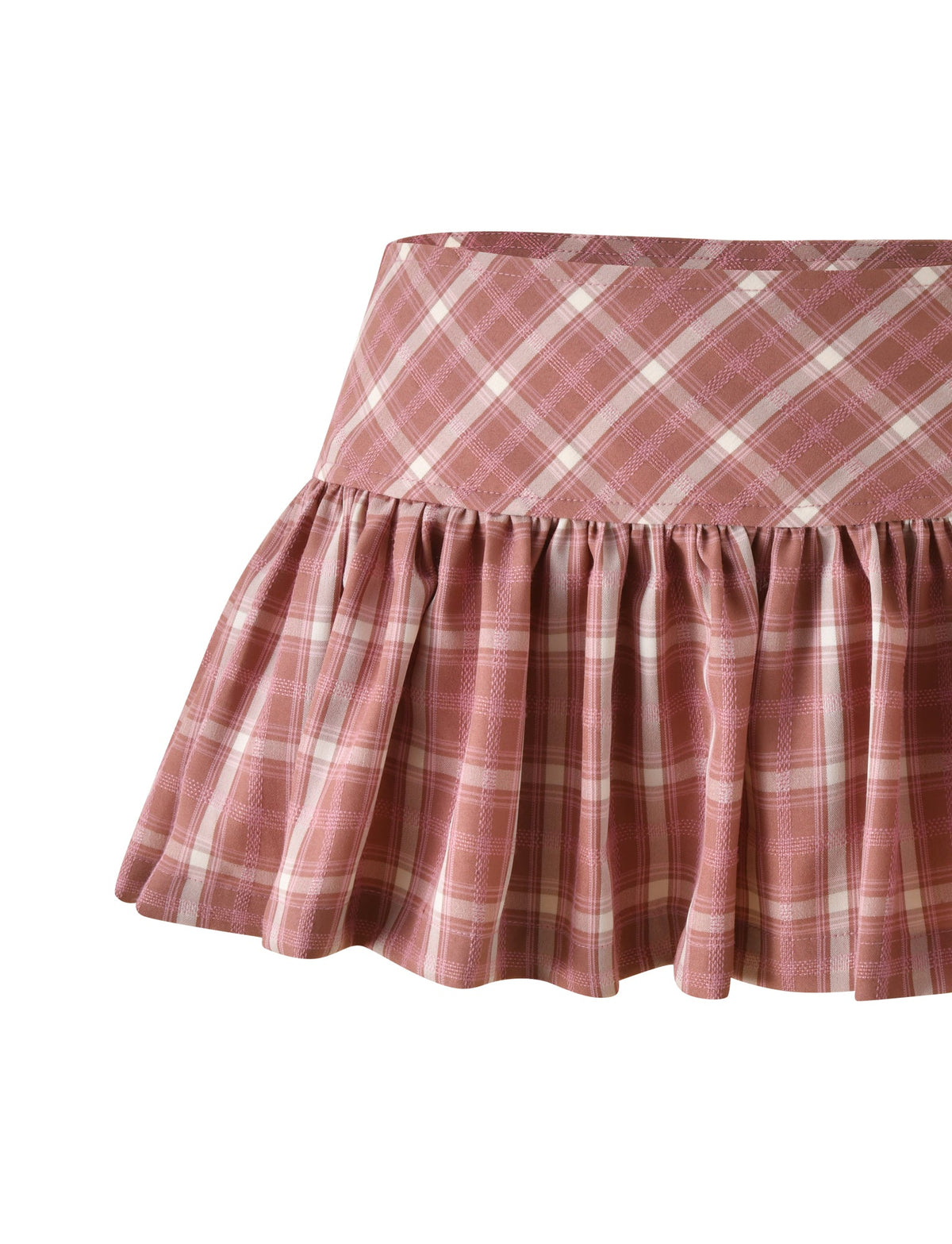 Plaid Ruched Mini Skort – Pink