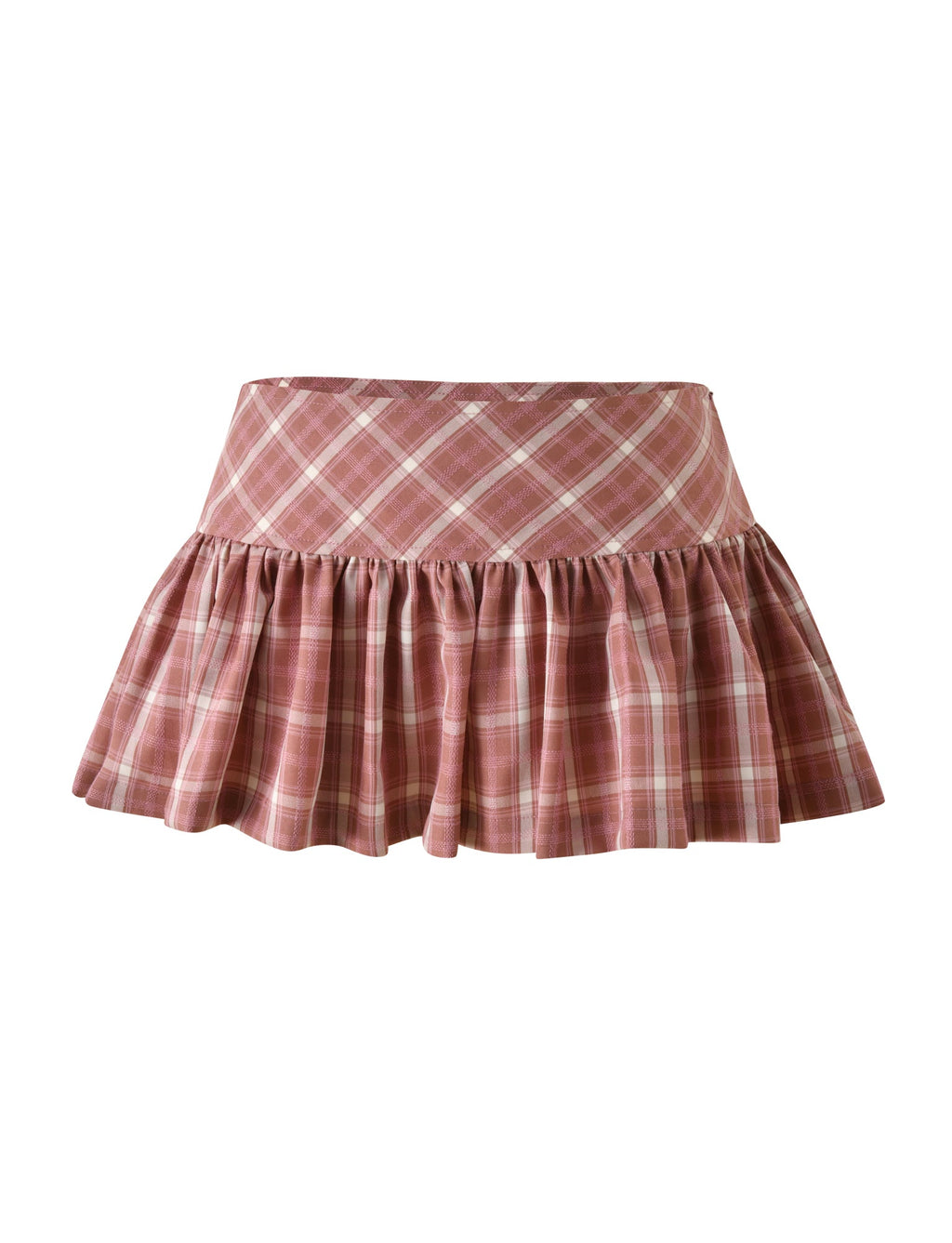 Plaid Ruched Mini Skort – Pink