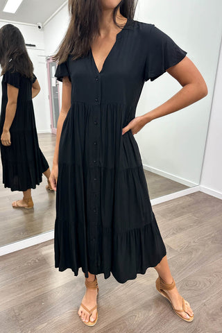 Relaxed Button-Front Midi Dress
