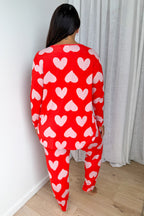Buttery Soft Long-Sleeve Pyjama Set — Pink Hearts