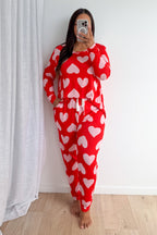Buttery Soft Long-Sleeve Pyjama Set — Pink Hearts