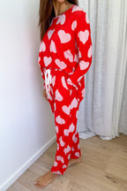 Buttery Soft Long-Sleeve Pyjama Set — Pink Hearts