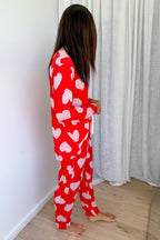 Buttery Soft Long-Sleeve Pyjama Set — Pink Hearts