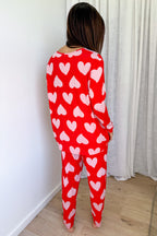 Buttery Soft Long-Sleeve Pyjama Set — Pink Hearts