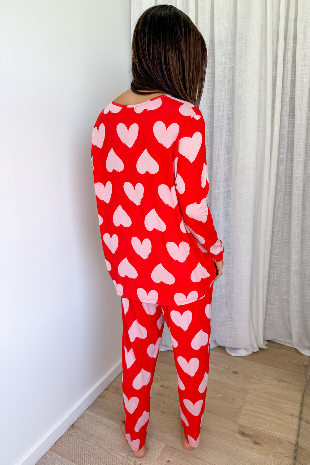 Buttery Soft Long-Sleeve Pyjama Set — Pink Hearts