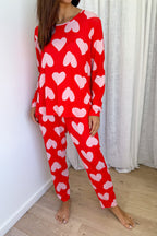 Buttery Soft Long-Sleeve Pyjama Set — Pink Hearts