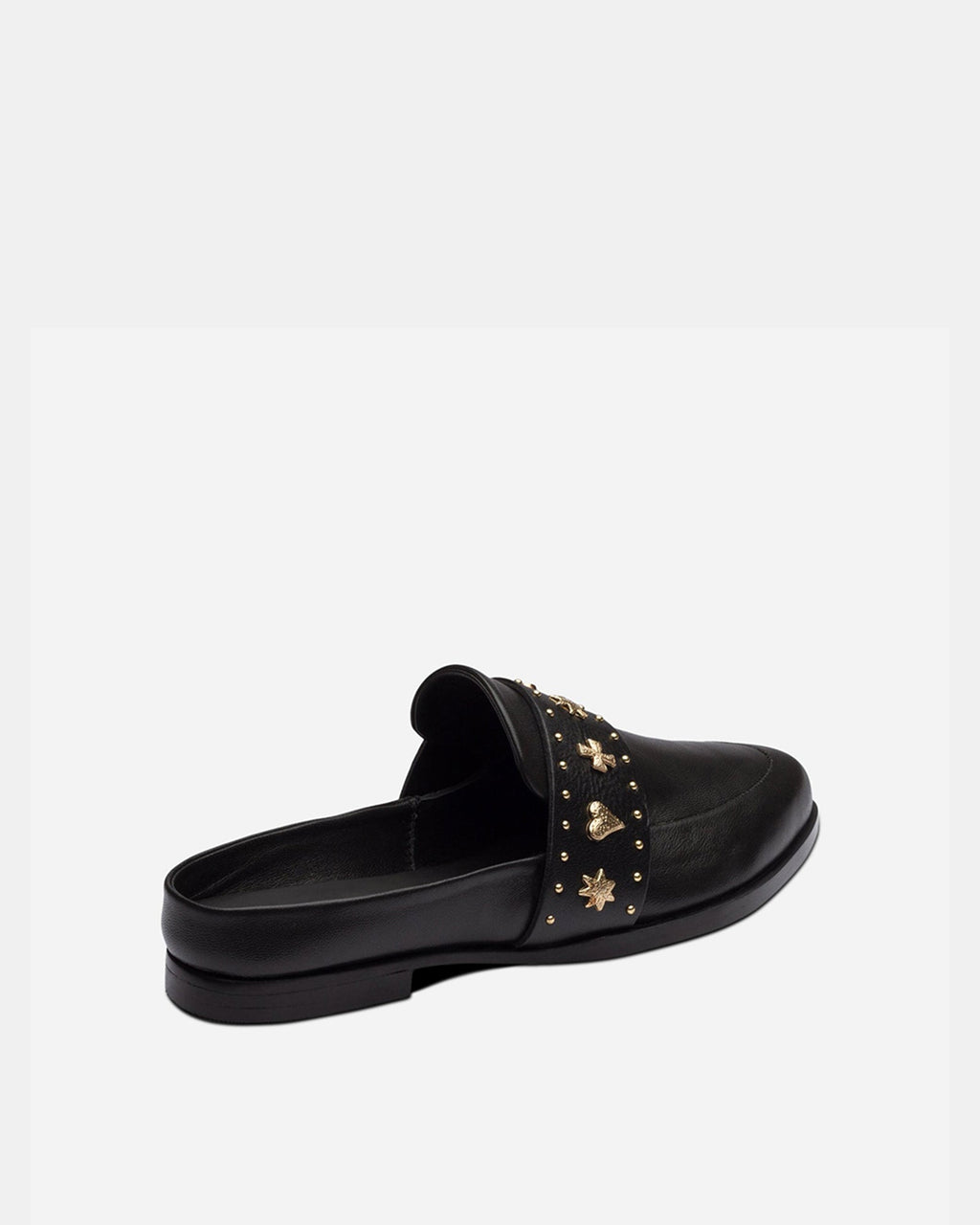 Tuesday Heart Leather Mule – Black/Gold by Aurelia Sun