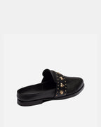 Tuesday Heart Leather Mule – Black/Gold by Aurelia Sun