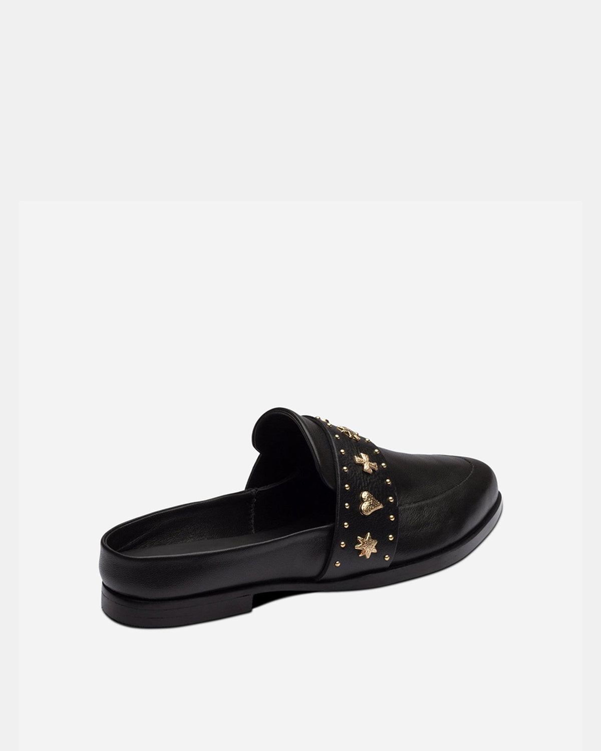 Tuesday Heart Leather Mule – Black/Gold by Aurelia Sun
