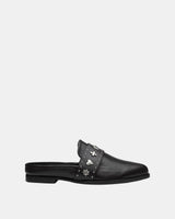 Tuesday Heart Leather Mule – Black/Silver