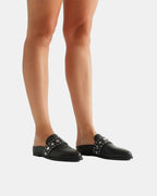 Tuesday Heart Leather Mule – Black/Silver by Aurelia Sun