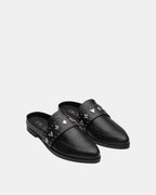 Tuesday Heart Leather Mule – Black/Silver by Aurelia Sun
