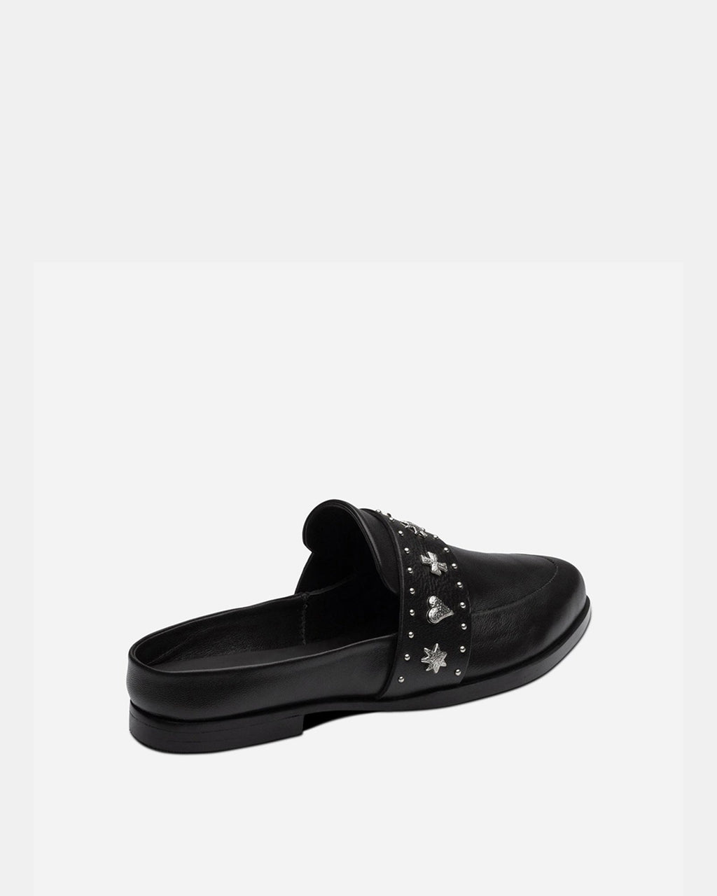 Tuesday Heart Leather Mule – Black/Silver by Aurelia Sun