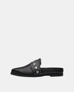 Tuesday Heart Leather Mule – Black/Silver by Aurelia Sun