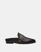 Tuesday Western Leather Mule – Black/Gold