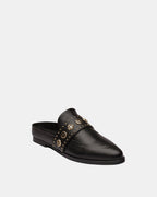 Tuesday Western Leather Mule – Black/Gold by Aurelia Sun