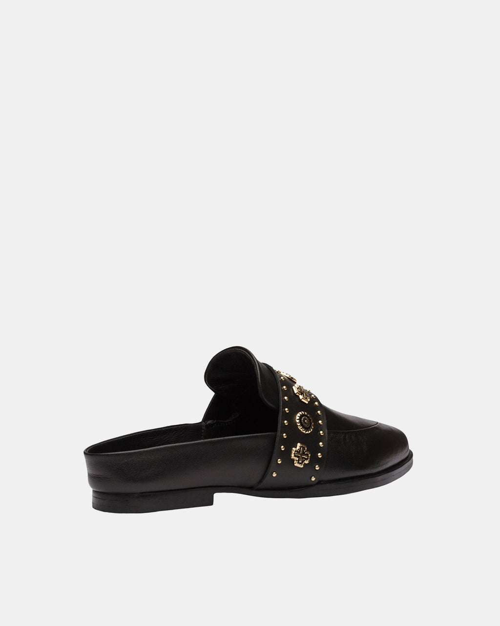 Tuesday Western Leather Mule – Black/Gold by Aurelia Sun