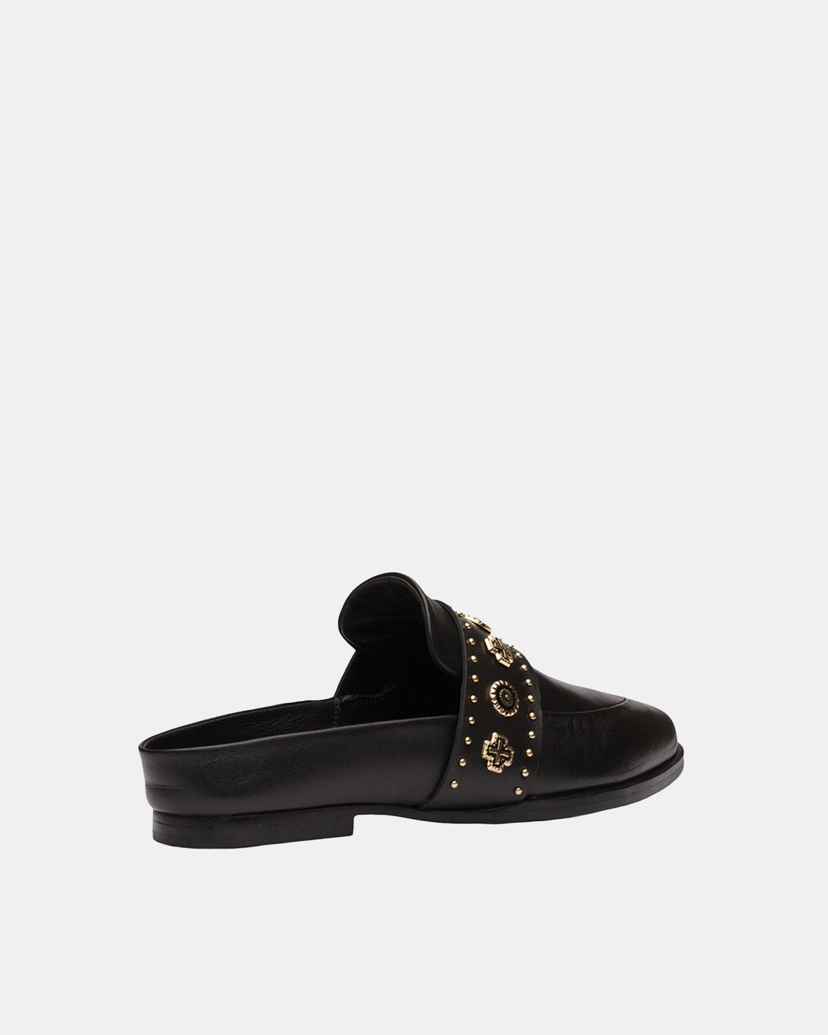 Tuesday Western Leather Mule – Black/Gold by Aurelia Sun