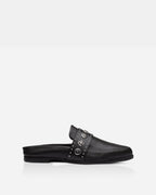 Tuesday Western Leather Mule – Black/Silver by Aurelia Sun