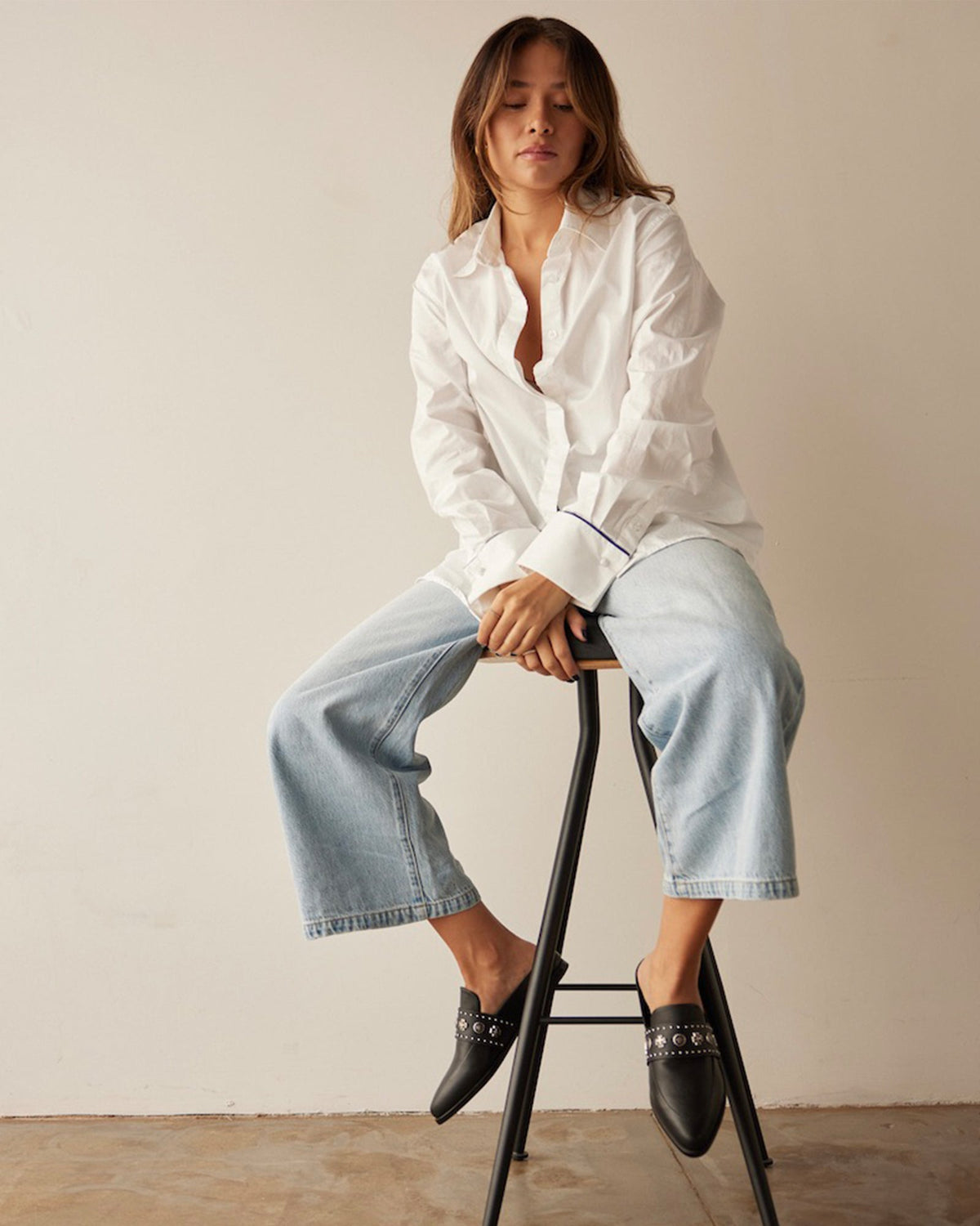 Tuesday Western Leather Mule – Black/Silver by Aurelia Sun